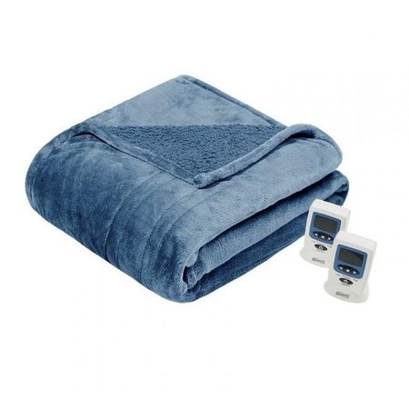 BEAUTYREST Beautyrest BR54-0380 Heated Microlight to Berber Blanket; Blue - King BR54-0380